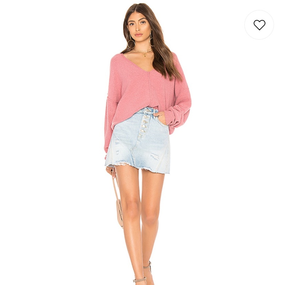 NWT FREE PEOPLE DISTRESSED BUTTON UP DENIM A-LINE MINI SKIRT‎ Y2K Coquette Indie